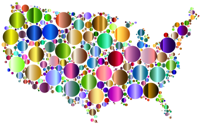 Prismatic United States Map Circles 4 clipart