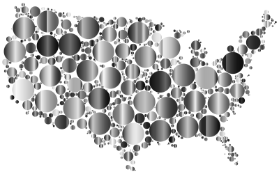 Prismatic United States Map Circles 5 clipart