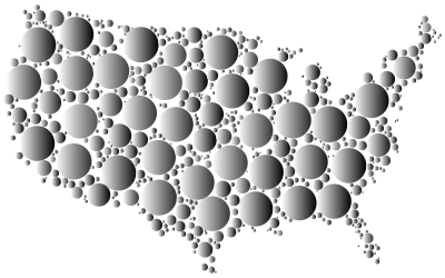 Prismatic United States Map Circles 6 clipart