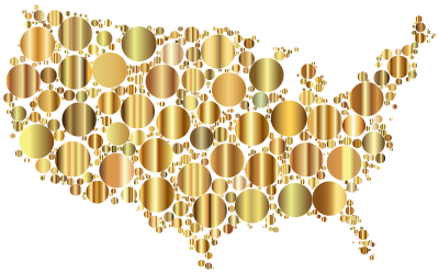 Prismatic United States Map Circles 7 clipart