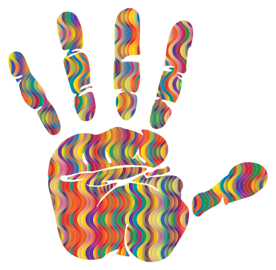 Prismatic Waves Handprint Silhouette 2 clipart