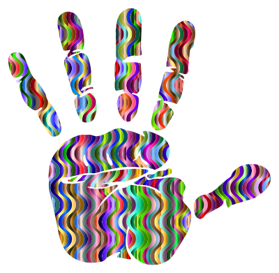 Prismatic Waves Handprint Silhouette 3 clipart