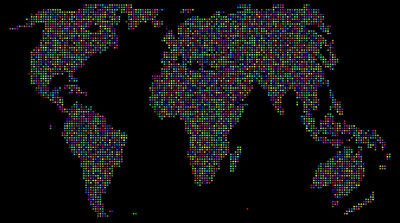 Prismatic World Map Dots 2 With Background clipart