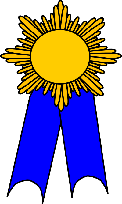 Prize ribbon blue and gold clipart