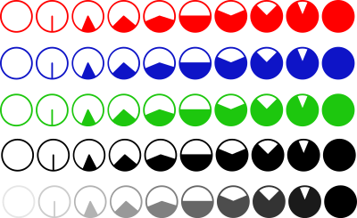 Progress icons filling circle clipart