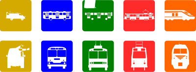 Public transport pictograms clipart