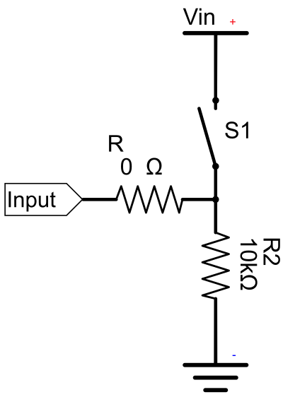 Pull-down Resistor Circuit Schematic clipart