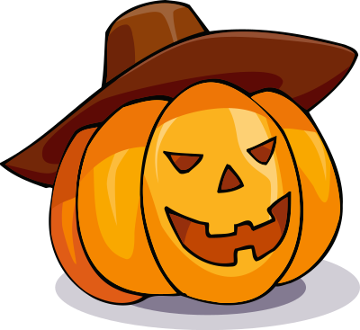 Pumpkin in a hat clipart