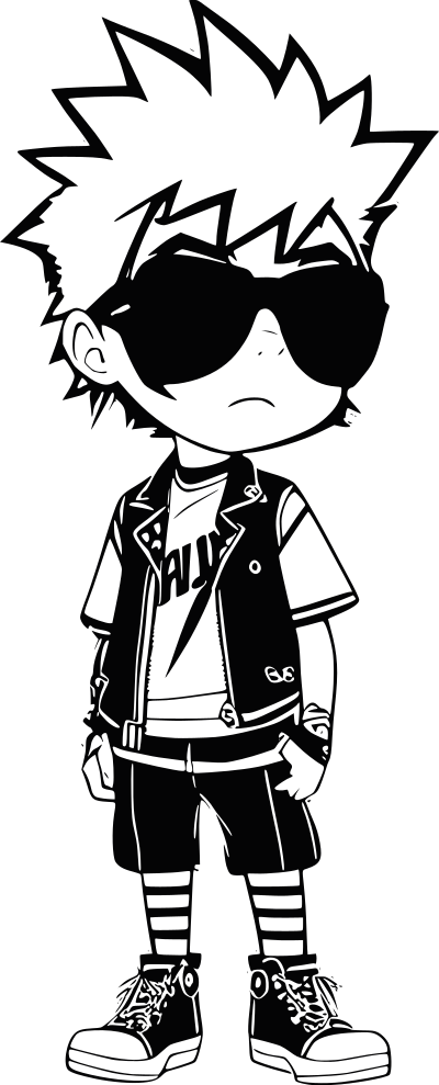 Punk boy in sunglasses clipart