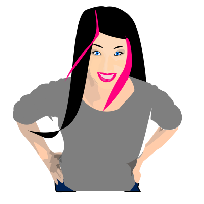Punk girl with black and pink hair clipart