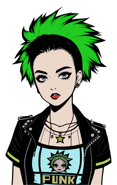 Punk Woman Cartoon - Colour Remix clipart