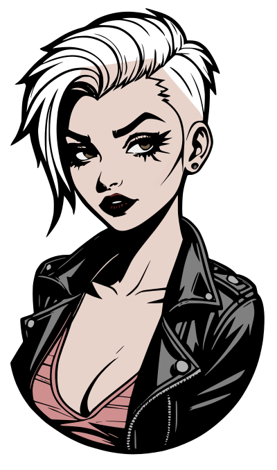 Punk Woman Sticker - Colour Remix clipart