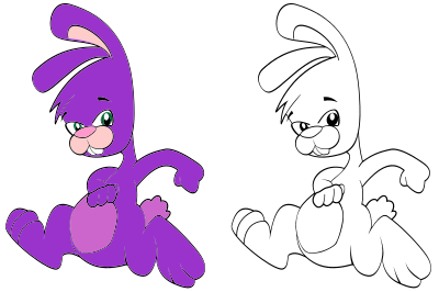 Purple And Line Art Bunny clipart