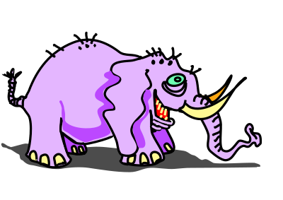 Purple elephant with yellow teeth clipart