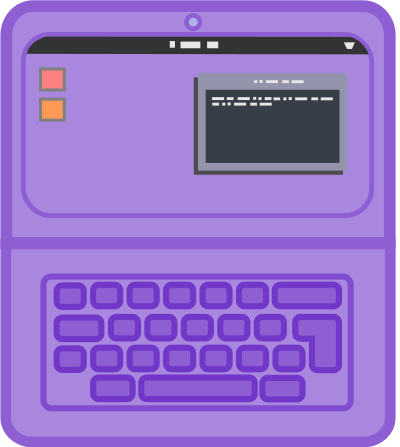 Purple Laptop with Gnome clipart