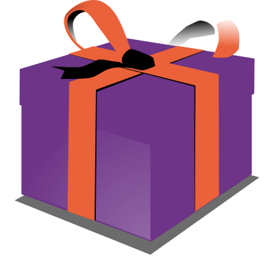 Purple present orange ribbon clipart