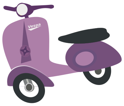Purple Vespa scooter clipart