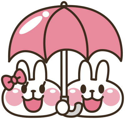 Rabbits with Umbrella clipart