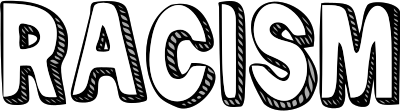 Racism 3D text white gray black clipart