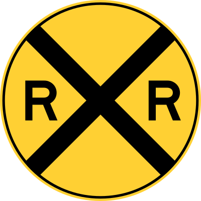 Railroad Ahead Warning Sign MUTCD W10-1 (U.S.A.) clipart