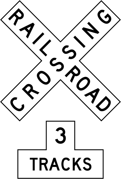 Railroad Sign Assembly MUTCD R15-1 with R15-2P (U.S.A.) clipart
