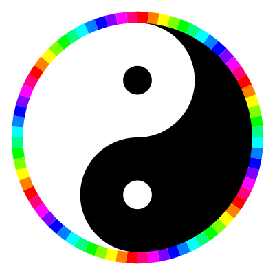 Rainbow around yinyang clipart