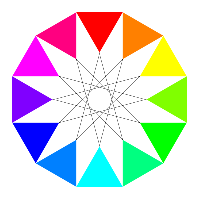 Rainbow dodecagon and black dodecagram clipart