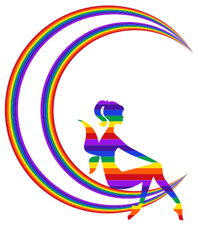 Rainbow Fairy Relaxing On The Rainbow Crescent Moon clipart