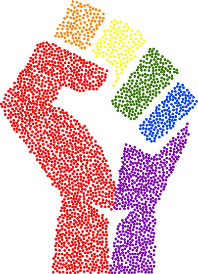 Rainbow fist (stippled) clipart