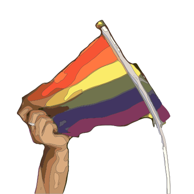 Rainbow Flag and a Hand clipart
