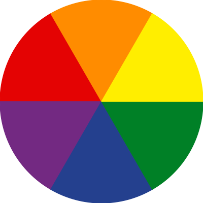 Rainbow gay pride pie chart rotated 6 pieces 60 degrees clipart