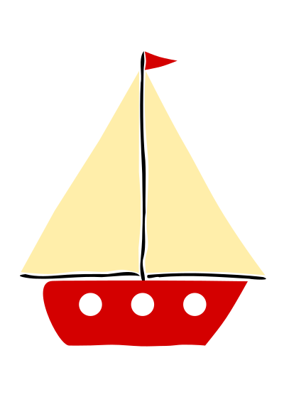 Red sail boat 1 clipart