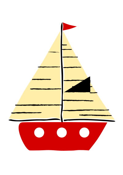 Red sail boat 2 clipart