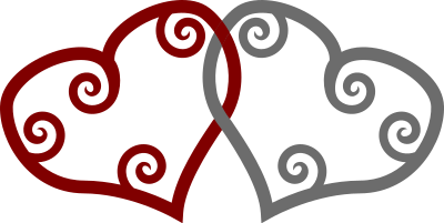 Red & Silver Maori Hearts Interlinked clipart