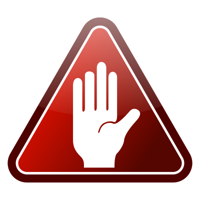 Red triangle hand icon clipart