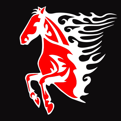 Red White Flame Horse clipart