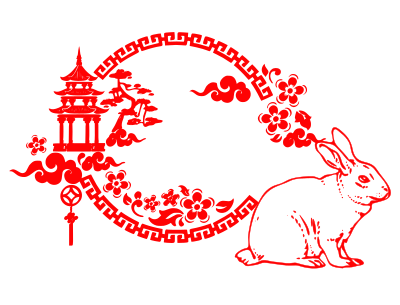 Red Year of the Rabbit clipart