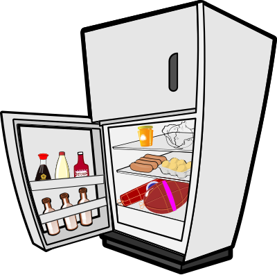 Refrigerator full of food clipart