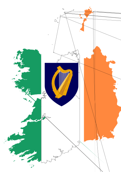 Republic Of Ireland Map Flag With Coat Of Arms clipart