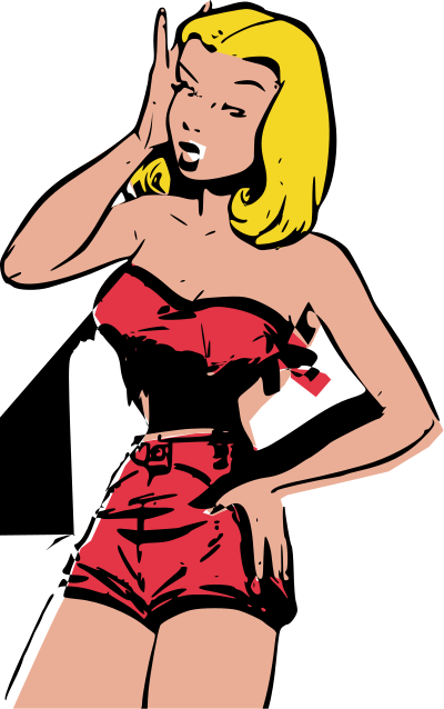 Retro beach babe clipart