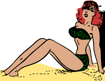 Retro bikini pin-up redhead clipart