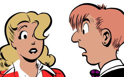 Retro comic boy and girl clipart