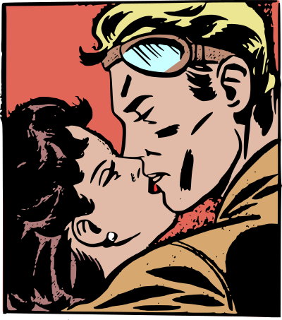 Retro couple kissing clipart