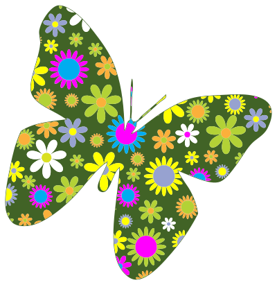 Retro Floral Butterfly clipart