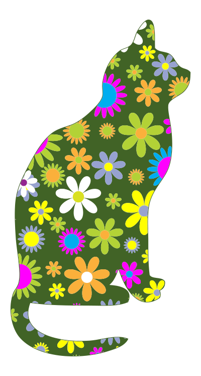 Retro Floral Cat clipart