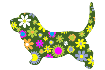 Retro Floral Dog clipart
