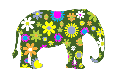 Retro Floral Elephant clipart