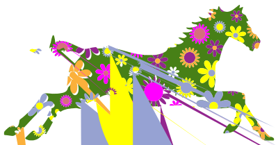 Retro Floral Galloping Horse clipart