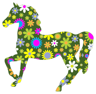Retro Floral Horse clipart