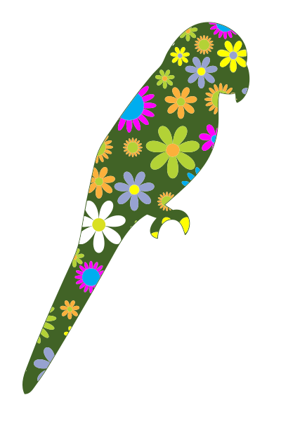 Retro Floral Parrot clipart